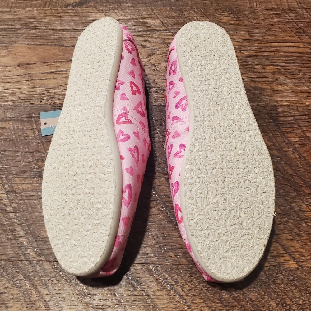 Toms Belmont Flats Canvas Shoes Parfait Pink Hearts Casual Comfy Preppy 8 New - Picture 6 of 8